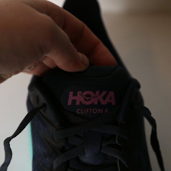 Hoka Women Clifton 8 Outer Space Atlantis 10.5 Navy Purple Shoes Running 1119394 - Picture 4 of 9